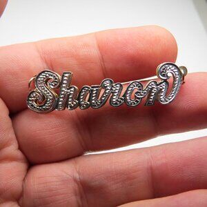 14k Gold Double Name Plate SHARON Hand Made